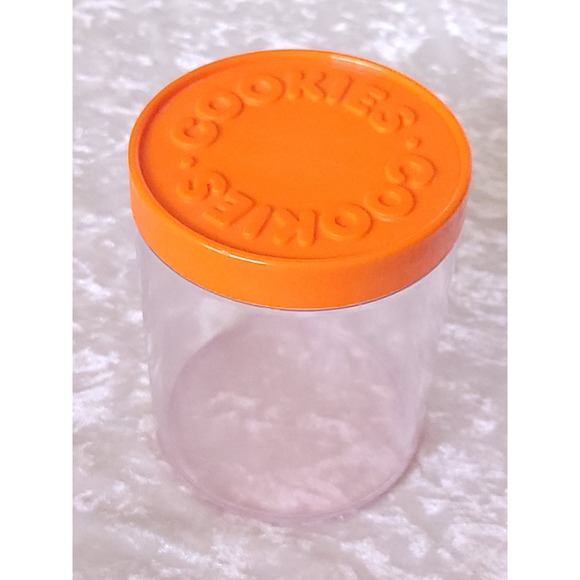 Wilton Other - Vrg 1989 Wilton Cookies Canister jar Orange Lid Clear Plastic Jar retro